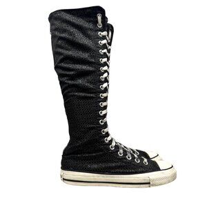 RARE CONVERSE CHUCK TAYLOR XX-HI Knee High Shiny BLACK Sneakers Women's Size 7.5